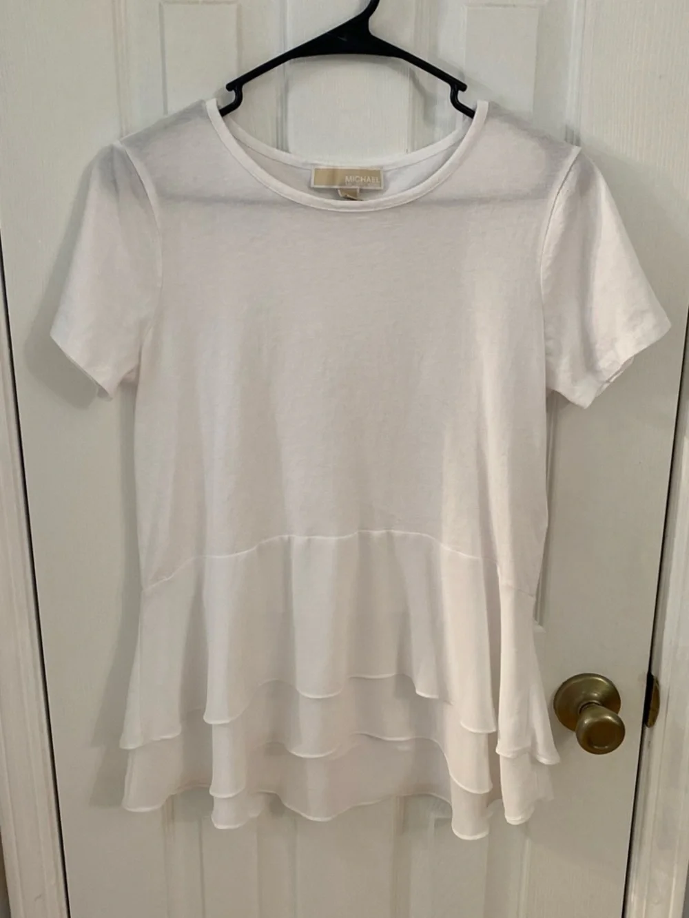Michael Kors White Layered Peplum Top Size M